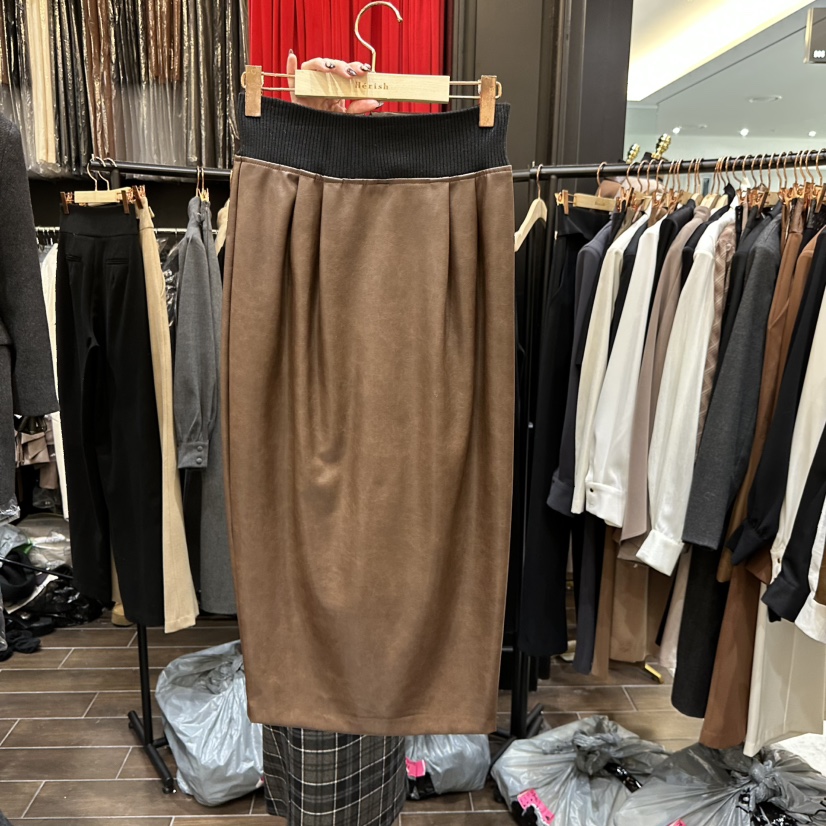 HERISH-HAUTE東大門㊣實拍女士新品職業熱賣25秋冬長裙皮革HERISH-HAUTE長裙圖色1