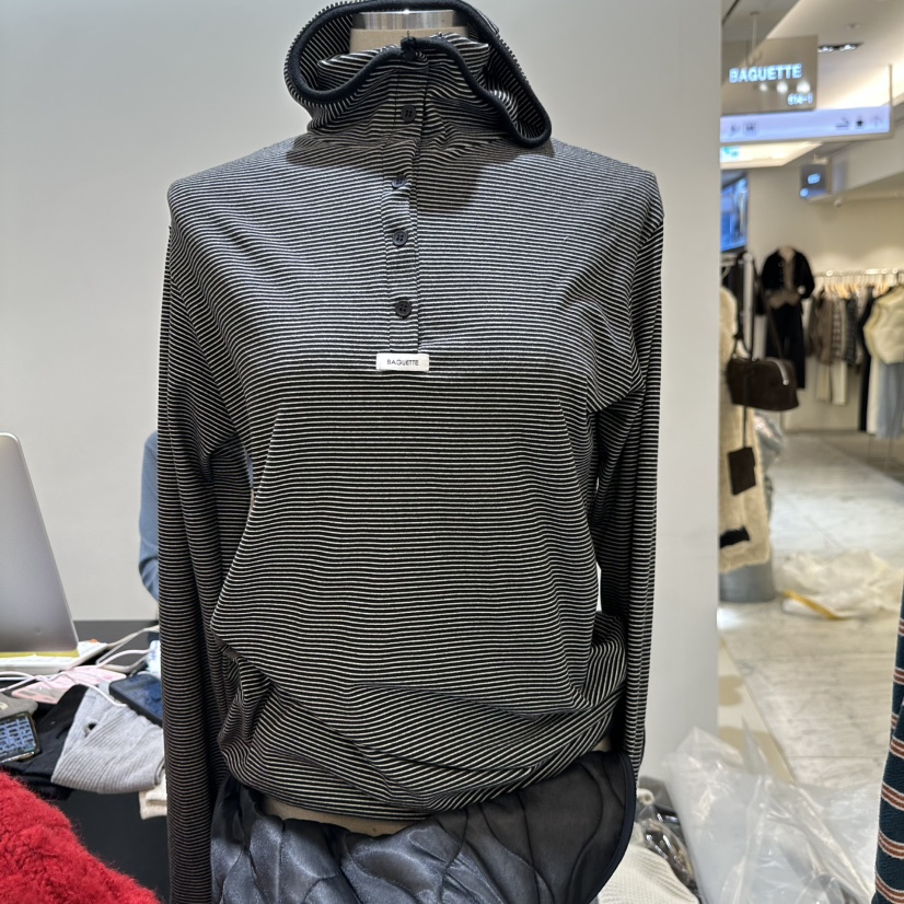 BAGUETTE-P東大門㊣代購女士新款推薦職業真品25秋冬長袖T恤BAGUETTE-P長袖T恤圖色1黑色