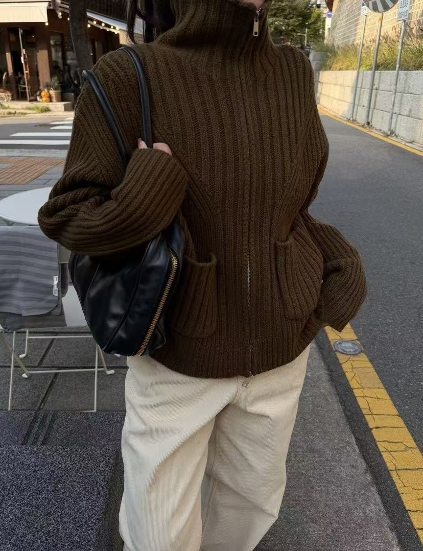 MUSHROOM EFFECT東大門㊣直郵女裝新品熱賣人氣針織衫拉鏈MUSHROOM EFFECT針織衫