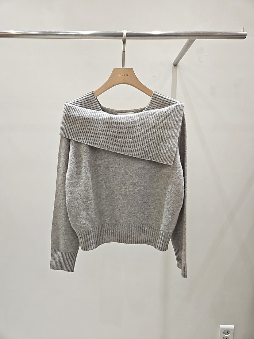 MONTER東大門㊣實拍女裝新品時尚25秋冬推薦真品針織衫露肩MONTER針織衫圖色1