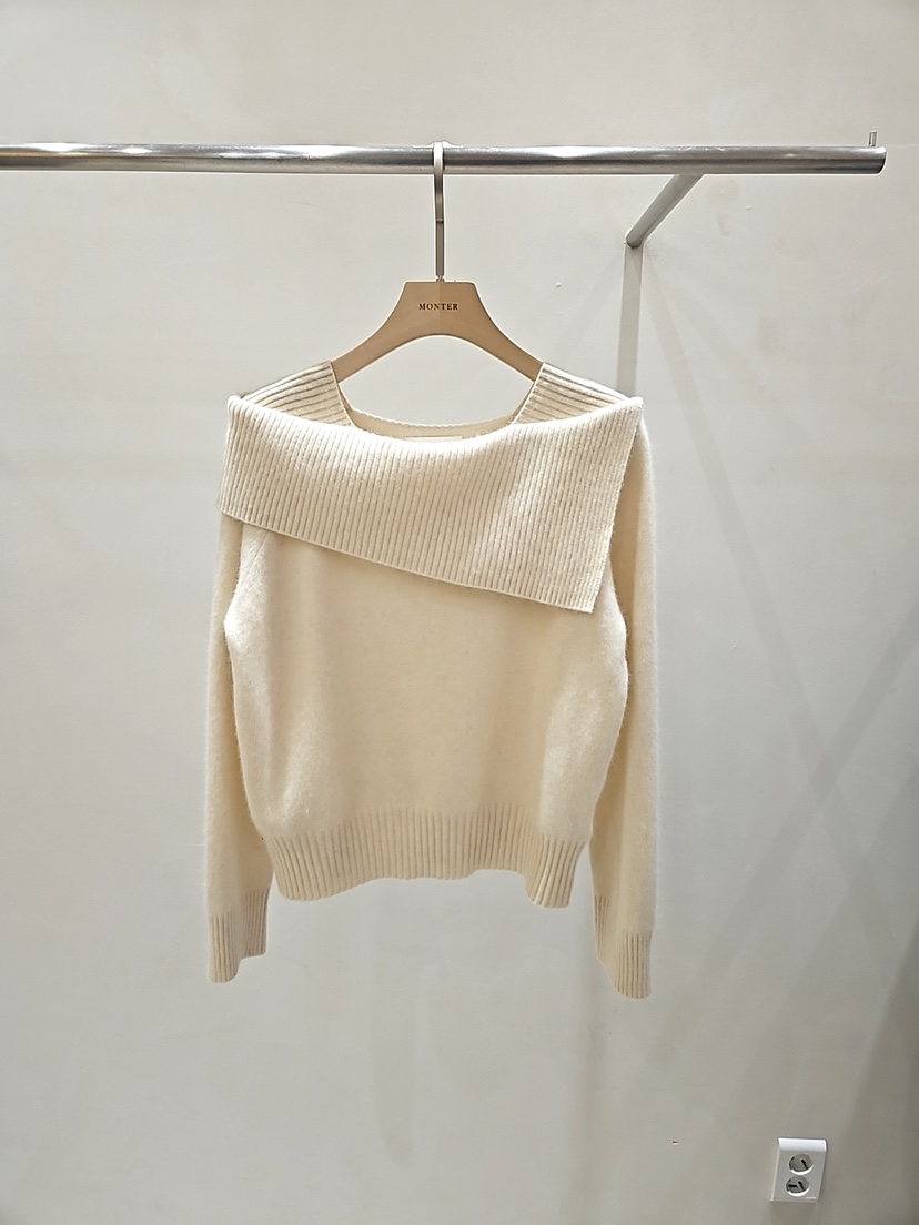 MONTER東大門㊣實拍女裝新品時尚25秋冬推薦真品針織衫露肩MONTER針織衫圖色4