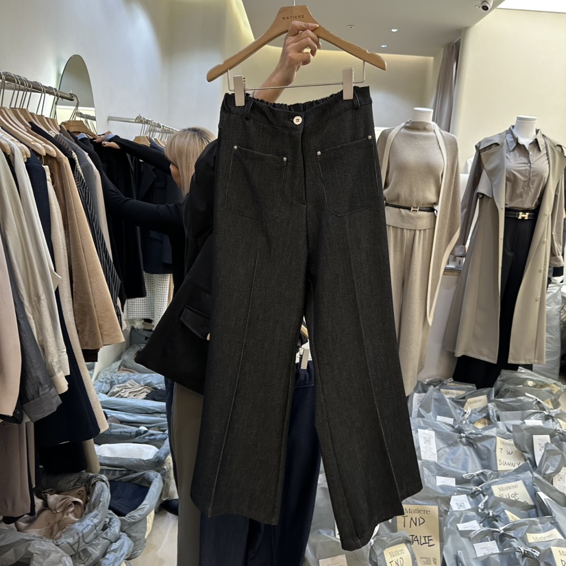 MATIERE韓國代購㊣女士新品真品人氣25秋冬推薦時尚職業休閑褲MATIERE休閑褲圖色1黑色