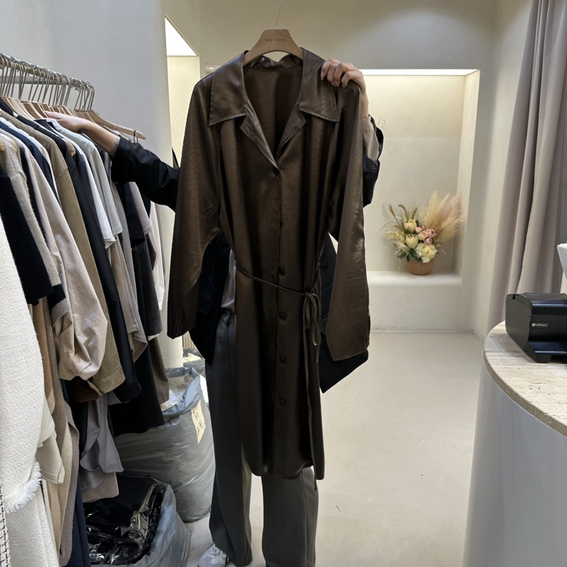 MATIERE韓國直郵㊣女士新款25秋冬時尚推薦人氣真品長款風衣MATIERE長款風衣圖色1