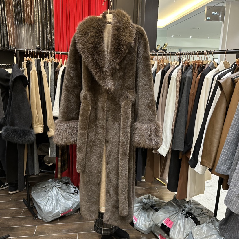 HERISH-HAUTE東大門㊣實拍女裝新款人氣中長款大衣含腰帶毛皮HERISH-HAUTE中長款大衣圖色2