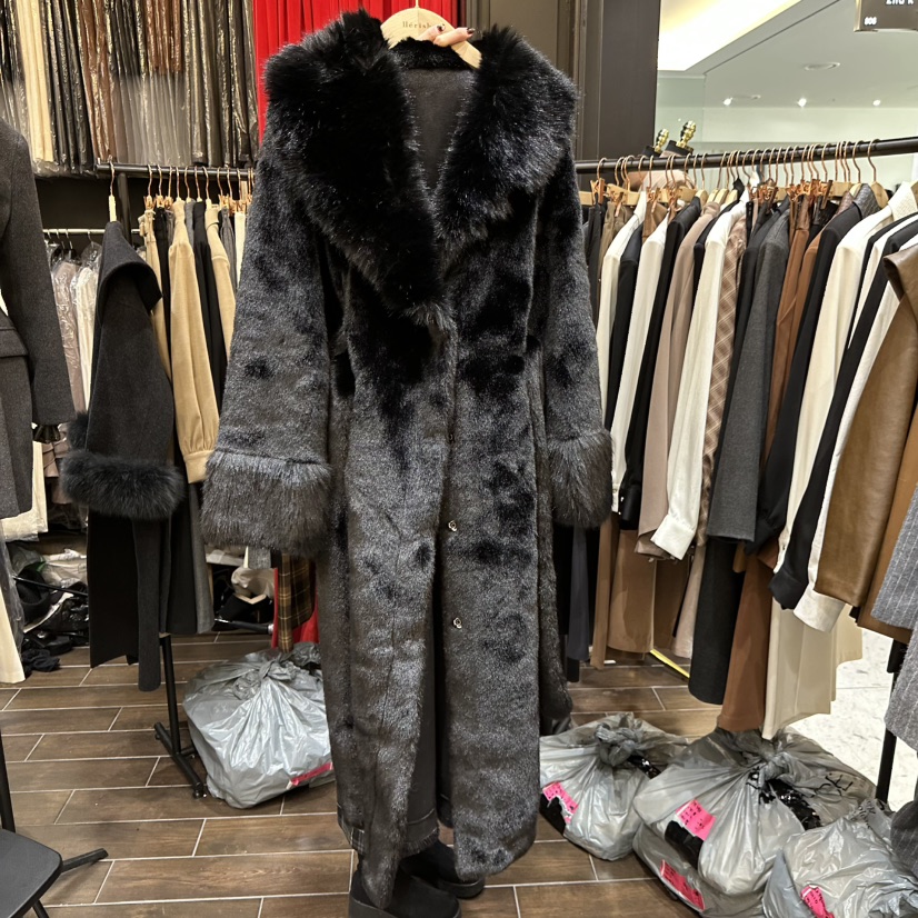 HERISH-HAUTE東大門㊣實拍女裝新款人氣中長款大衣含腰帶毛皮HERISH-HAUTE中長款大衣圖色3