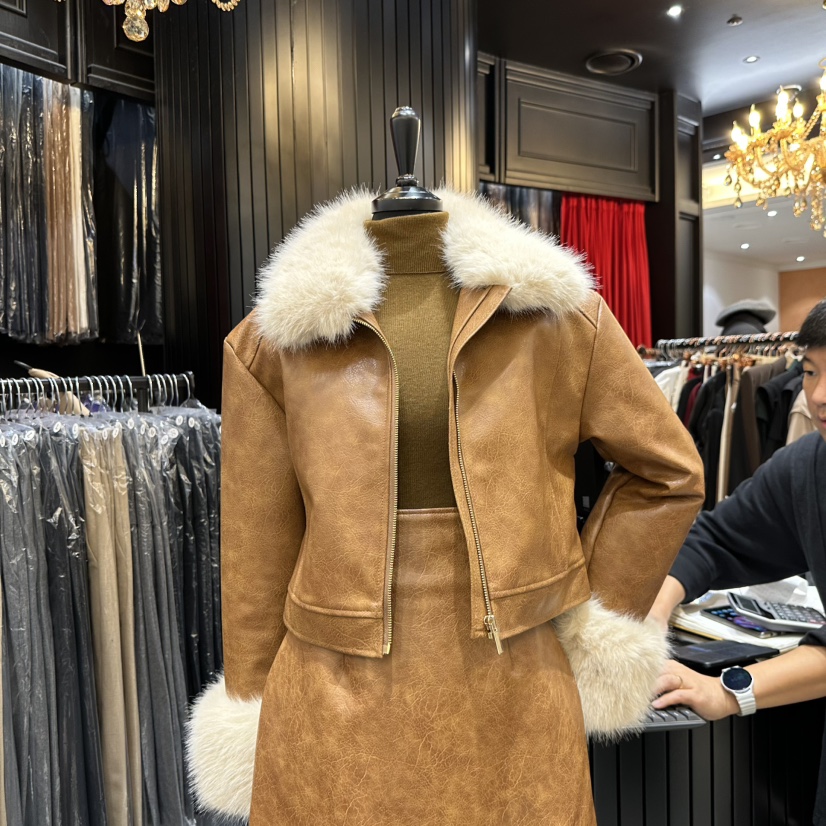 HERISH-HAUTE韓國直郵㊣女士新品熱賣人氣職業夾克毛皮皮革HERISH-HAUTE夾克圖色1