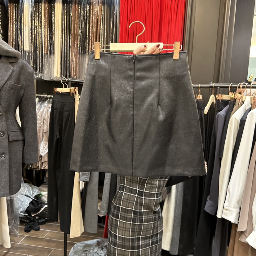 HERISH-HAUTE東大門㊣代購女士新品熱賣職業25秋冬短裙皮革HERISH-HAUTE短裙