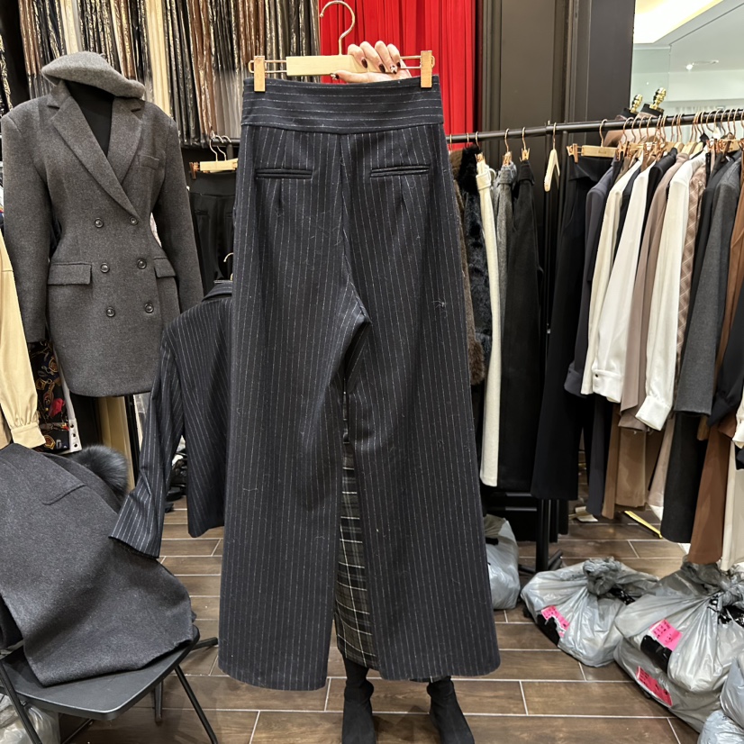 HERISH-HAUTE東大門㊣代購女裝新品人氣休閑職業休閑褲條紋HERISH-HAUTE休閑褲