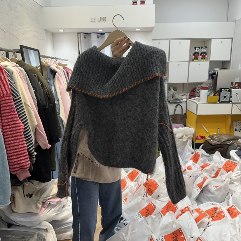 DE LINE東大門㊣直郵女士新品25秋冬人氣熱賣休閑推薦針織衫DE LINE針織衫