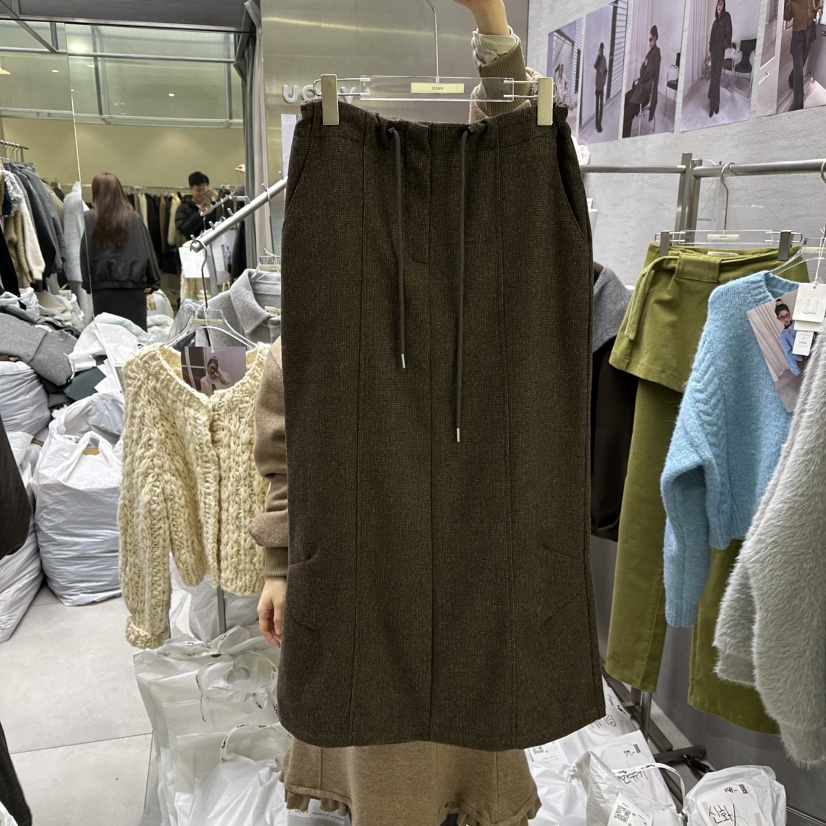 UOOV東大門㊣代購女裝新品時尚25秋冬熱賣推薦休閑真品長裙UOOV長裙圖色2