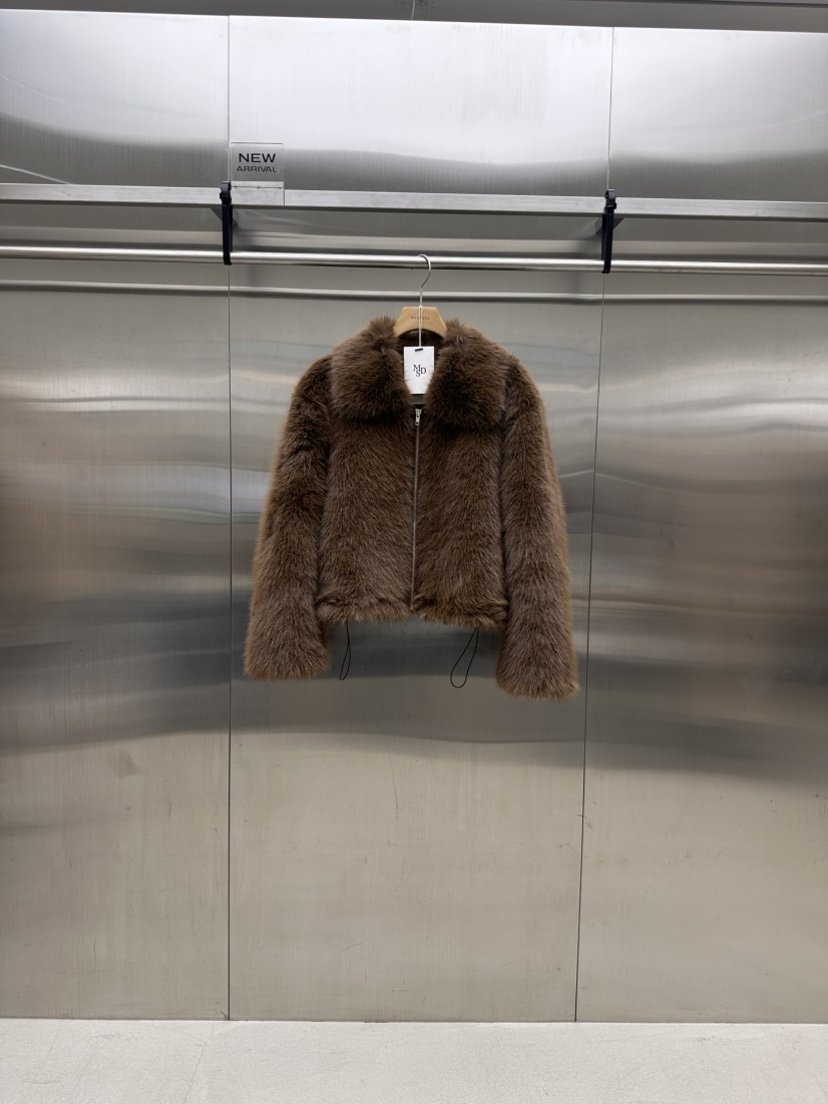 MYDRESS韓國代購㊣女裝新品真品熱賣時尚推薦25秋冬短款大衣毛皮MYDRESS短款大衣圖色2