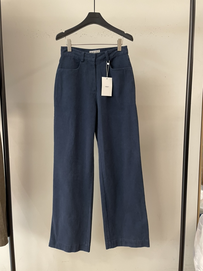 OBJET東大門㊣直郵女裝新款25秋冬真品休閑褲不含腰帶復古洗滌love us u/OBJET休閑褲圖色2