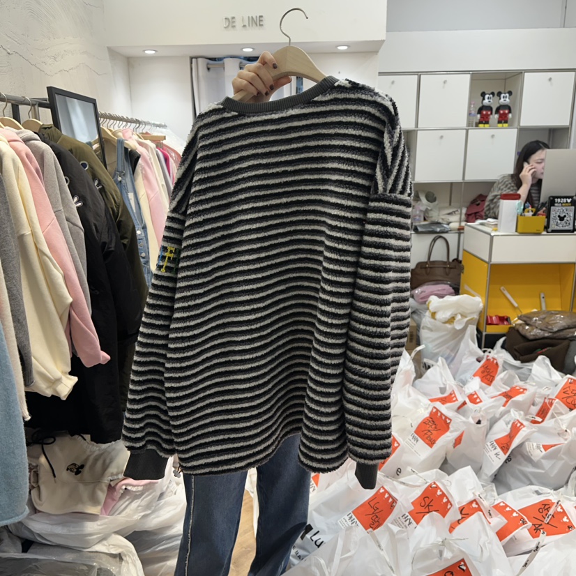 DE LINE韓國代購㊣女裝新款休閑熱賣25秋冬時尚人氣職業衛衣DE LINE衛衣
