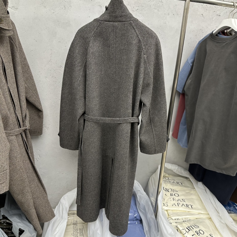 SIXTEEN韓國代購㊣女裝新款職業休閑25秋冬中長款大衣含腰帶絨SIXTEEN中長款大衣