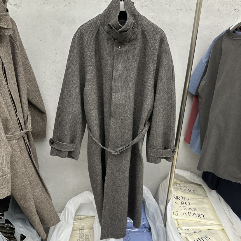 SIXTEEN韓國代購㊣女裝新款職業休閑25秋冬中長款大衣含腰帶絨SIXTEEN中長款大衣圖色1