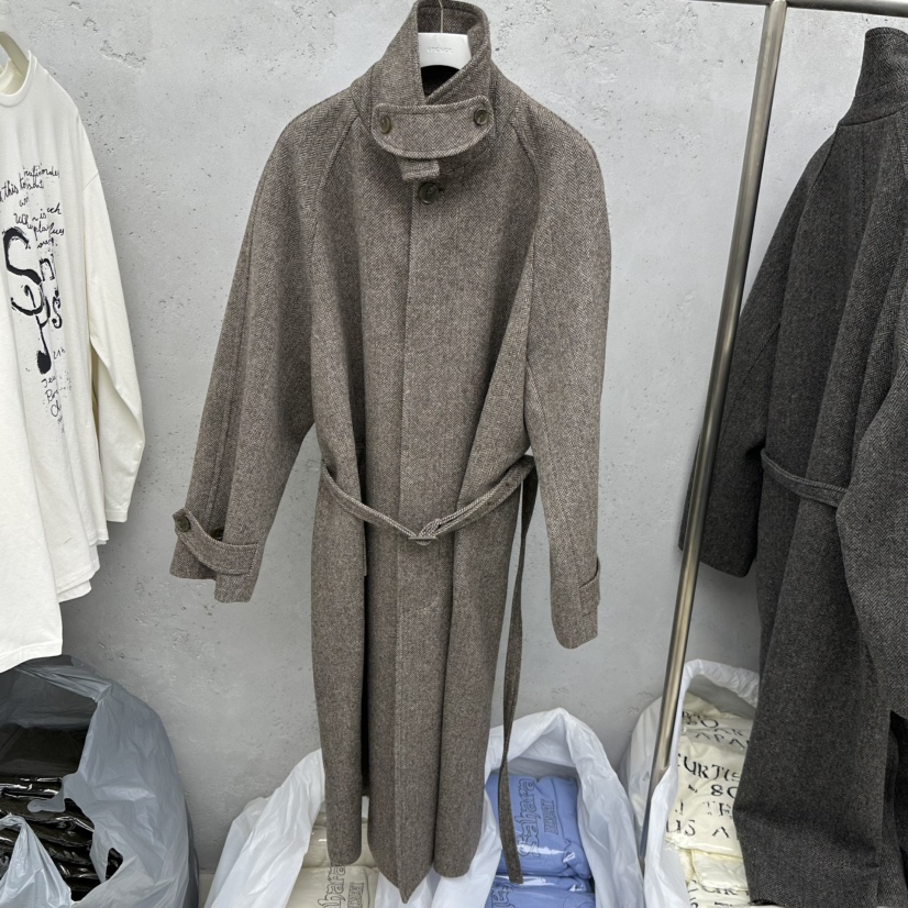 SIXTEEN韓國代購㊣女裝新款職業休閑25秋冬中長款大衣含腰帶絨SIXTEEN中長款大衣圖色2