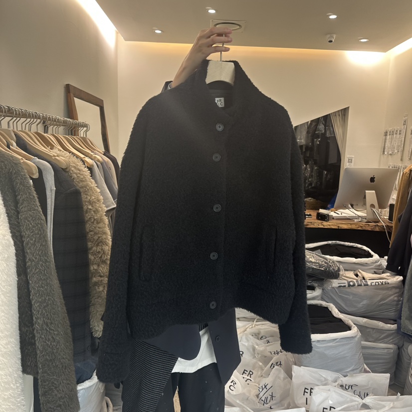 FRIC韓國代購㊣女士新品25秋冬推薦熱賣真品短款大衣羊駝毛FRIC短款大衣圖色3黑色