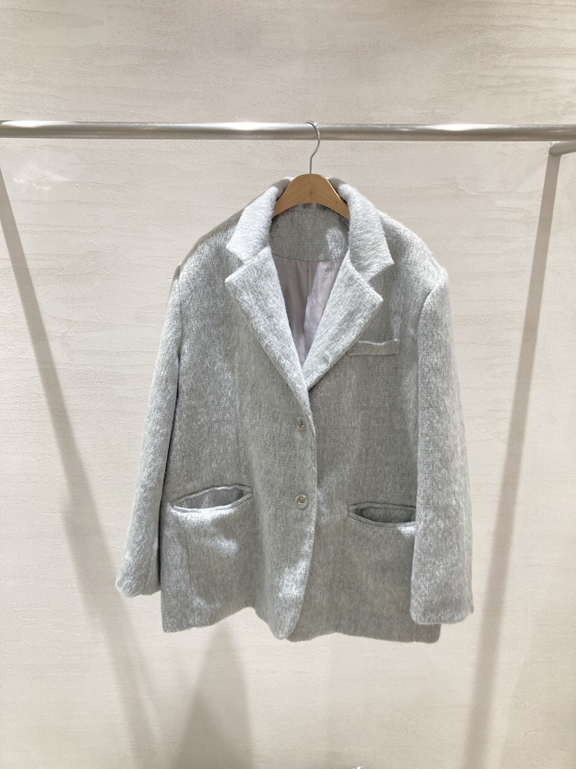 ROUGH韓國直郵㊣女士新款職業熱賣真品休閑短款大衣馬海毛羊毛ROUGH短款大衣圖色1