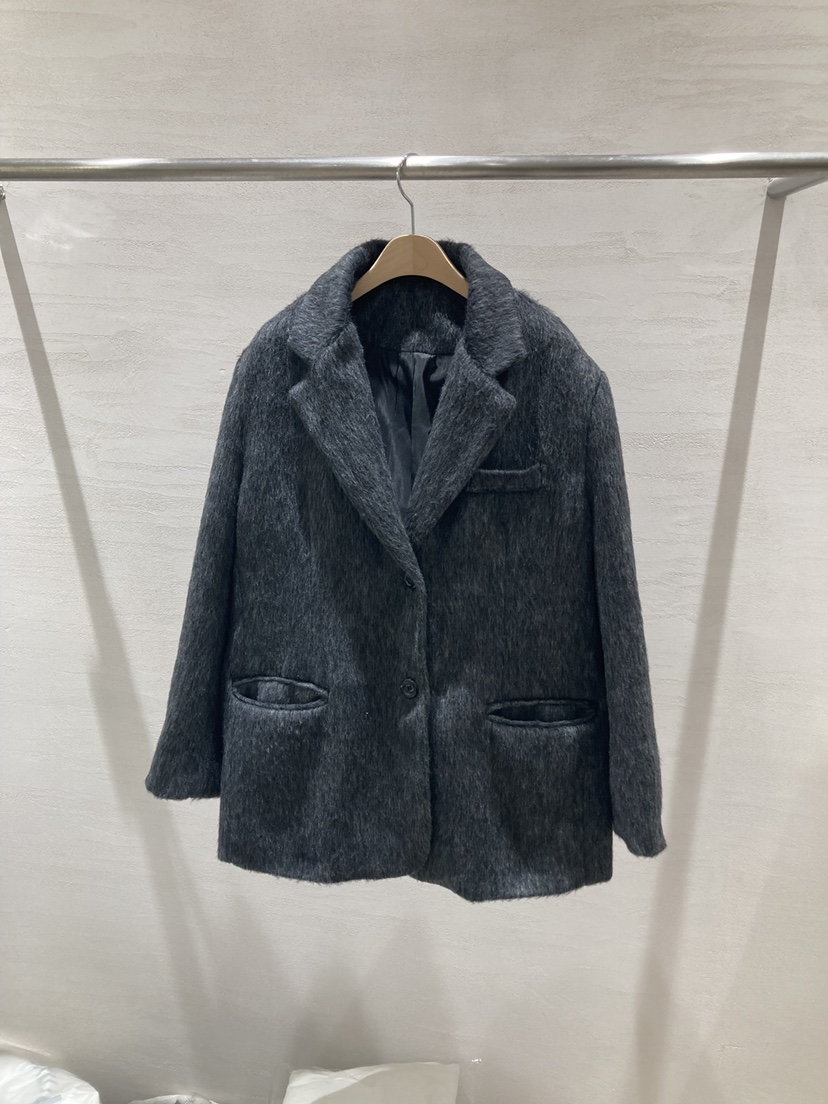 ROUGH韓國直郵㊣女士新款職業熱賣真品休閑短款大衣馬海毛羊毛ROUGH短款大衣圖色2