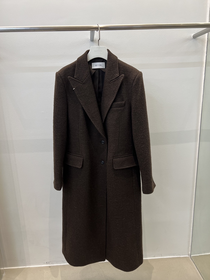 BETTER東大門㊣代購女裝新品熱賣真品25秋冬中長款大衣羊毛BETTER中長款大衣圖色3棕色