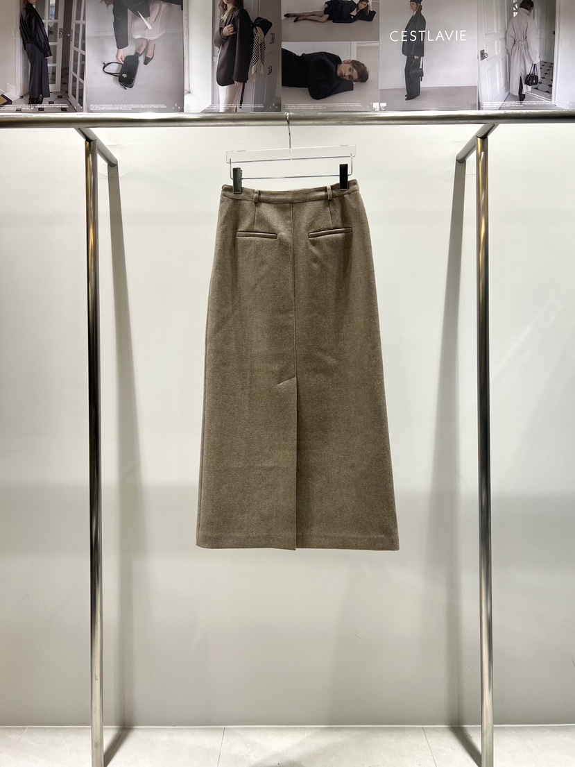 CESTLAVIE東大門㊣代購女士新品25秋冬推薦真品休閑長裙羊毛CESTLAVIE長裙