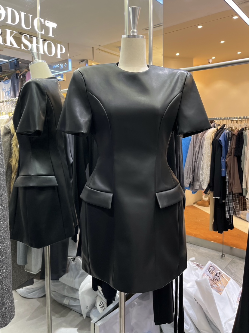 WORK SHOP東大門㊣代購女裝新品人氣真品時尚休閑連衣裙皮革Work_shop連衣裙圖色1