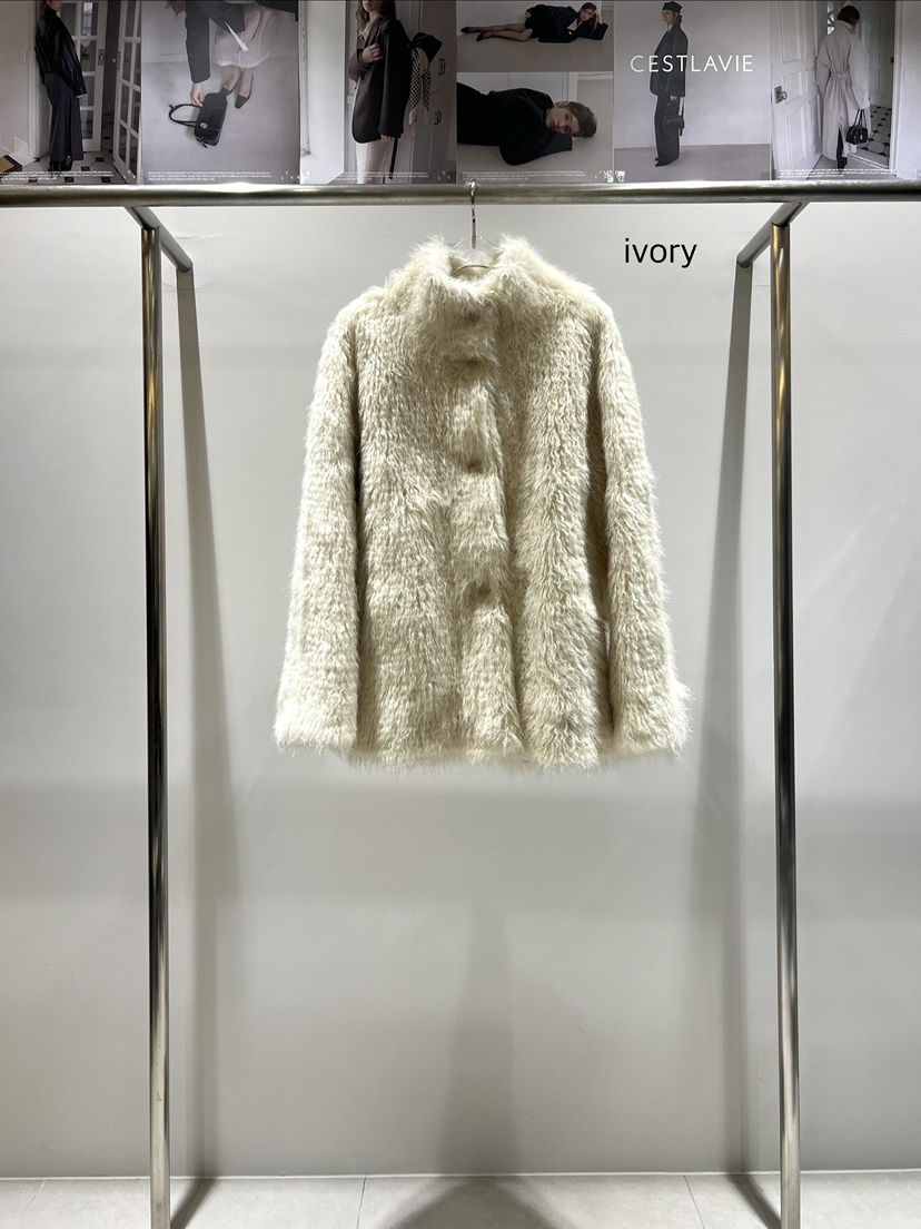 CESTLAVIE東大門㊣直郵女裝新款時尚人氣推薦真品夾克皮草高領CESTLAVIE夾克圖色1