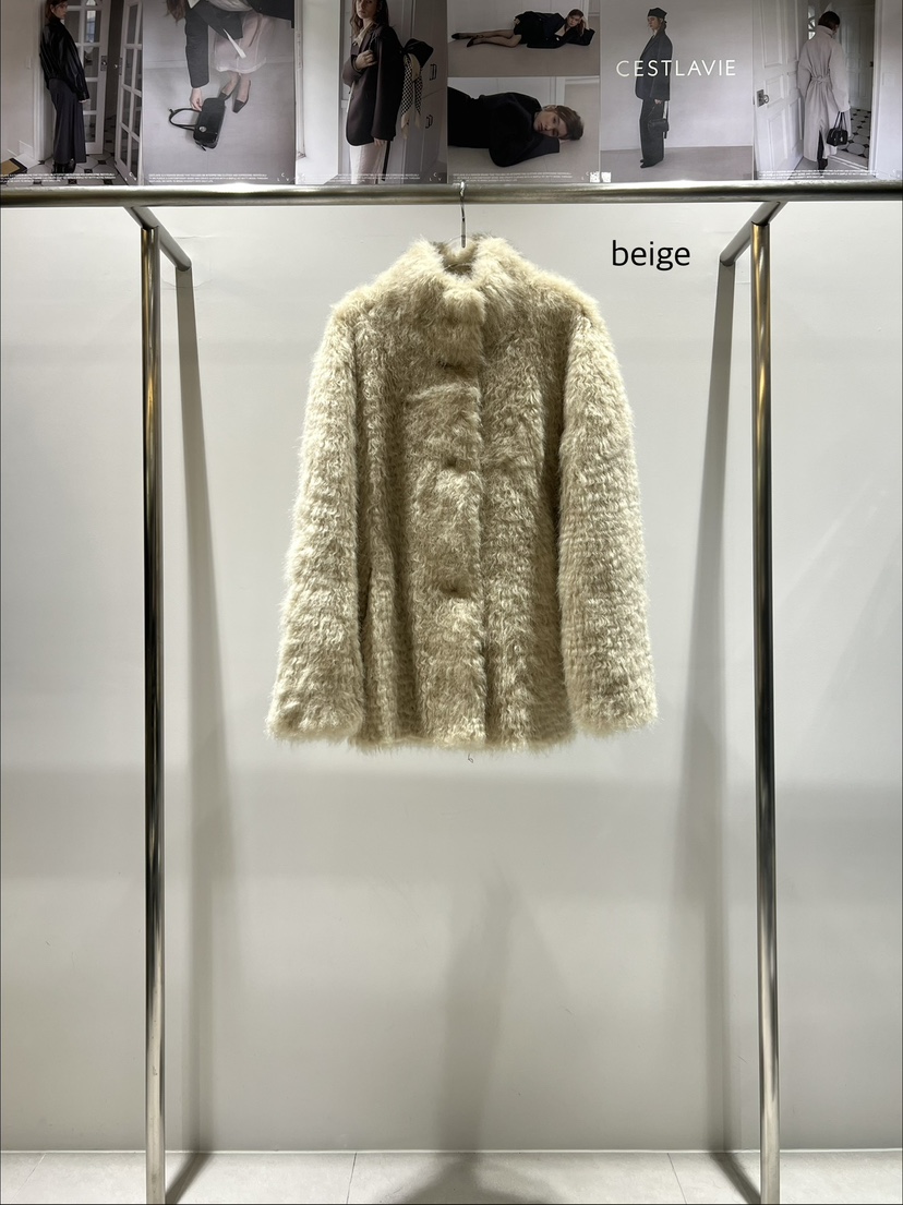 CESTLAVIE東大門㊣直郵女裝新款時尚人氣推薦真品夾克皮草高領CESTLAVIE夾克圖色2