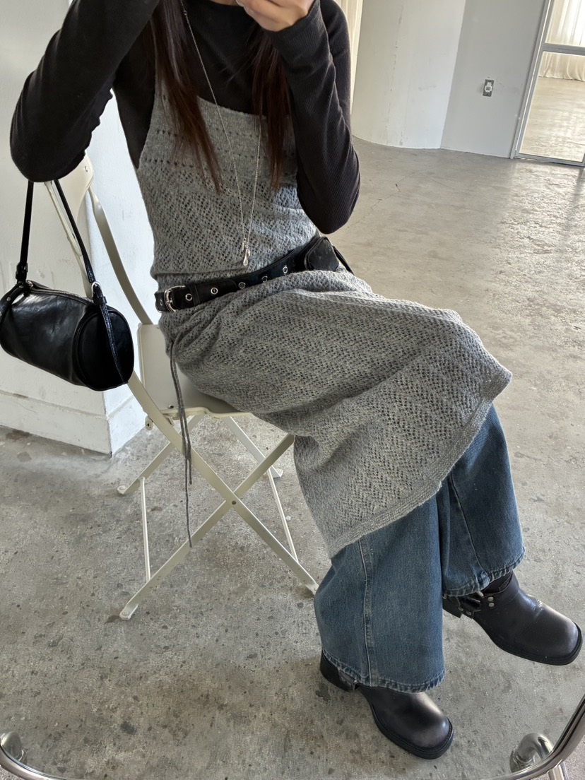 ACME韓國直郵㊣女裝新品真品休閑職業人氣25秋冬連衣裙羊毛ACME連衣裙