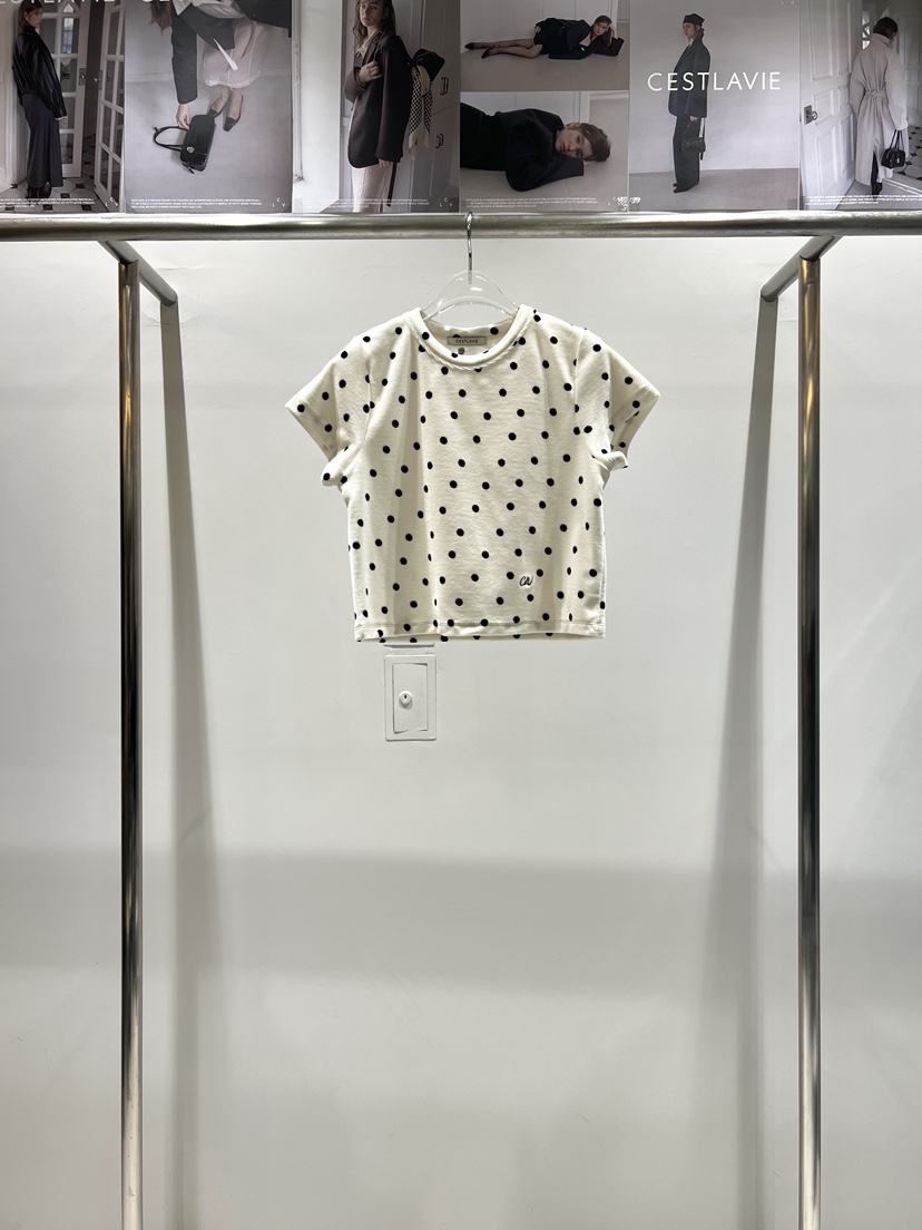 CESTLAVIE韓國直郵㊣女裝新款人氣25秋冬休閑時尚T恤刺繡絲絨CESTLAVIET恤圖色1