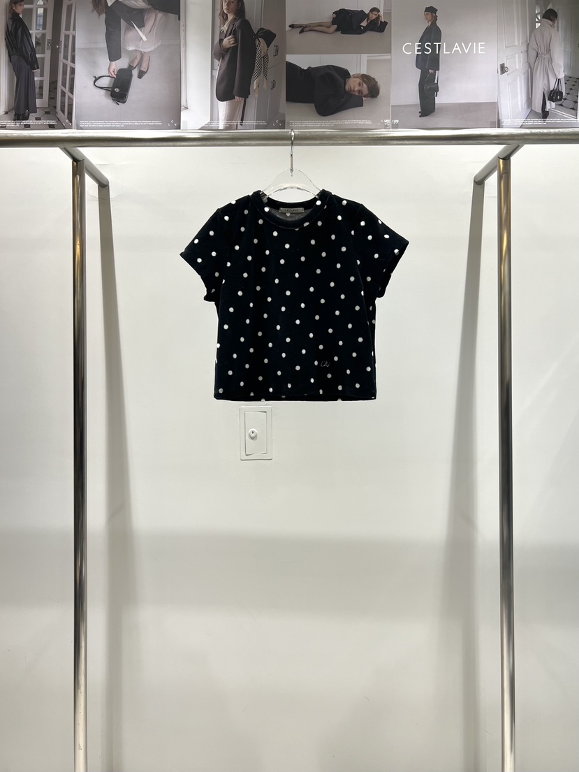 CESTLAVIE韓國直郵㊣女裝新款人氣25秋冬休閑時尚T恤刺繡絲絨CESTLAVIET恤圖色3