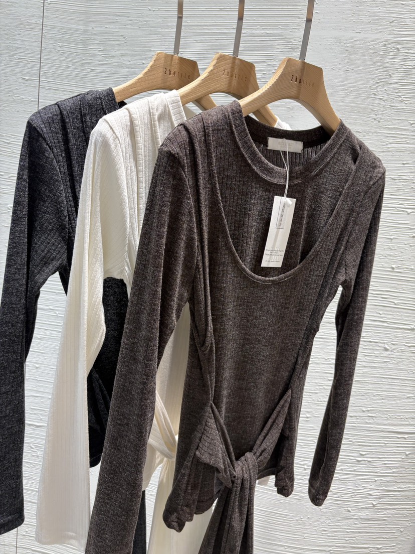 2BOTTLE東大門㊣直郵女裝新品熱賣25秋冬休閑長袖T恤假兩件2BOTTLE長袖T恤