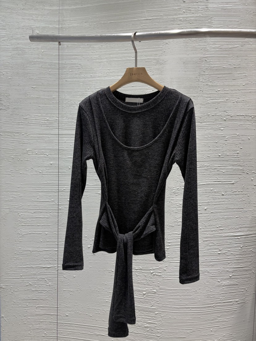 2BOTTLE東大門㊣直郵女裝新品熱賣25秋冬休閑長袖T恤假兩件2BOTTLE長袖T恤圖色2墨色