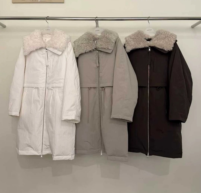 ALMOND東大門㊣直郵女裝新品25秋冬推薦真品時尚長款羽絨服絨ALMOND長款羽絨服圖色2左二色
