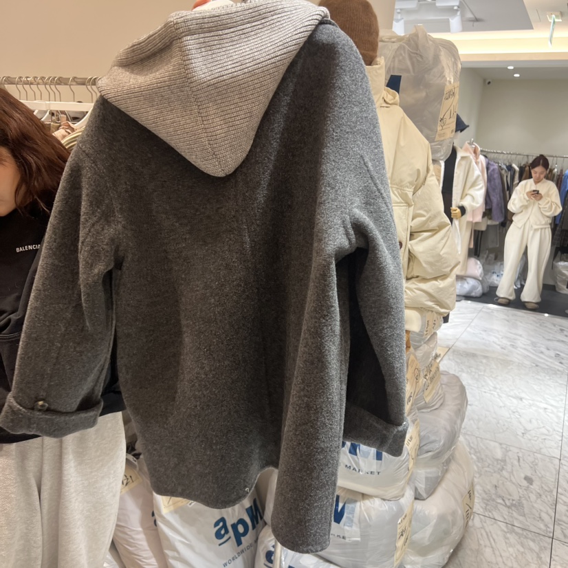 VENIR-a東大門㊣直郵女士新款時尚職業熱賣25秋冬短款大衣連帽VENIR-a短款大衣