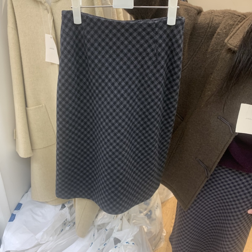 JINSIM韓國直郵㊣女裝新品真品熱賣職業時尚半身裙中短裙格子JINSIM半身裙/中短裙