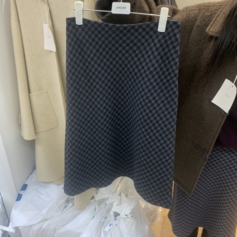 JINSIM韓國直郵㊣女裝新品真品熱賣職業時尚半身裙中短裙格子JINSIM半身裙/中短裙圖色2
