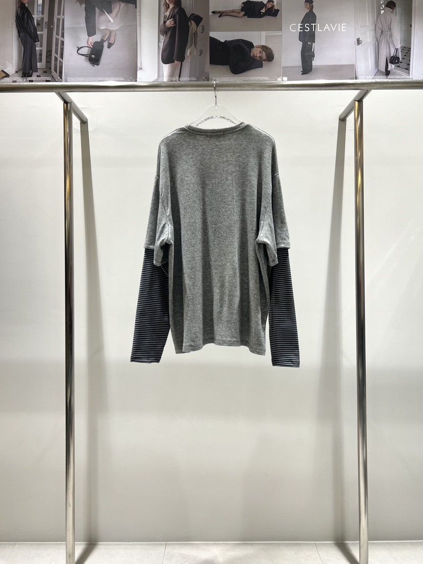 CESTLAVIE韓國代購㊣女士新款熱賣推薦時尚25秋冬長袖T恤假兩件CESTLAVIE長袖T恤