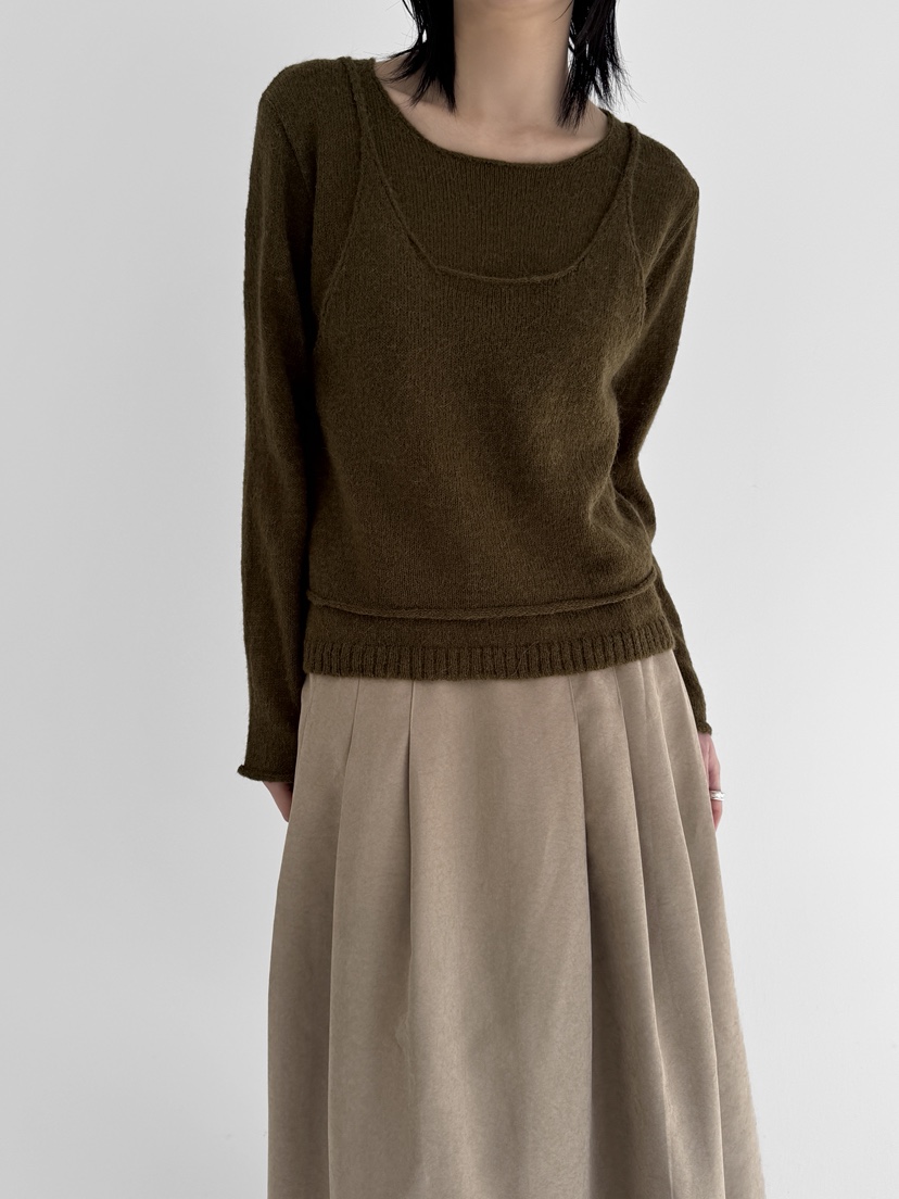 YIKHO STYLE韓國代購㊣女士新款休閑時尚真品針織衫假兩件YIKHO STYLE針織衫