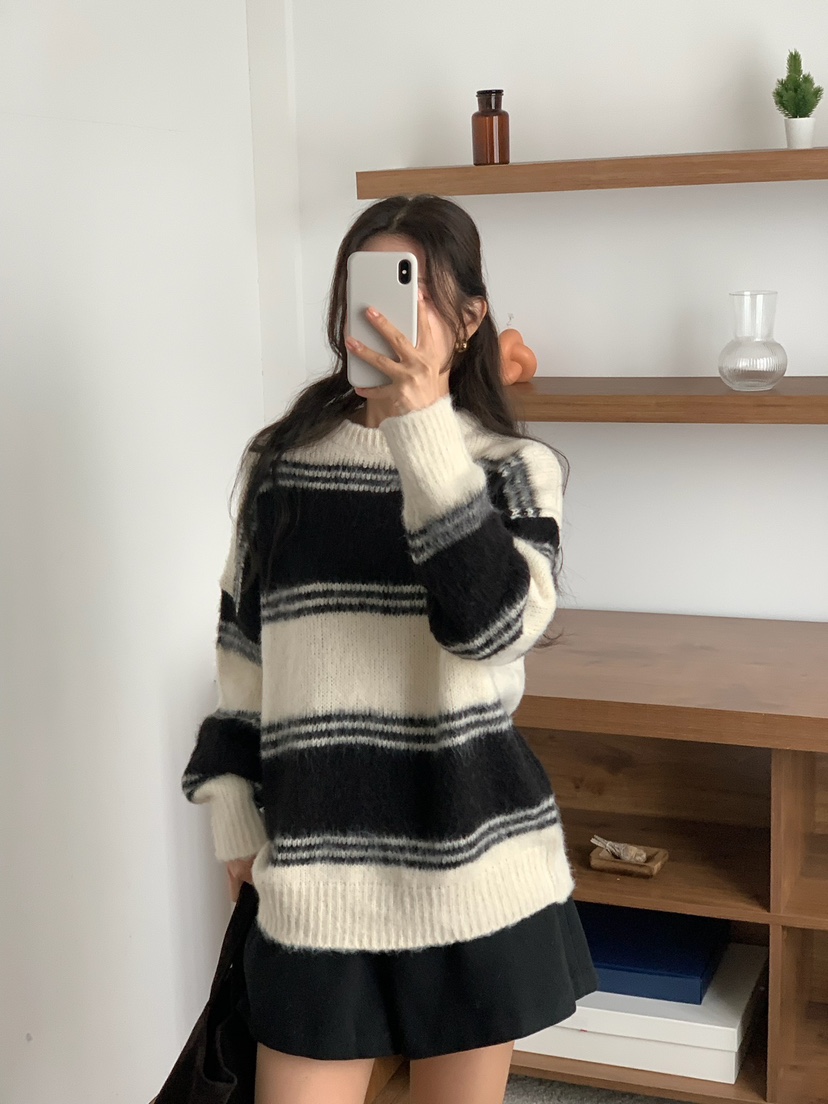 BLEECKER韓國代購㊣女士新款人氣時尚25秋冬休閑推薦針織衫BLEECKER針織衫