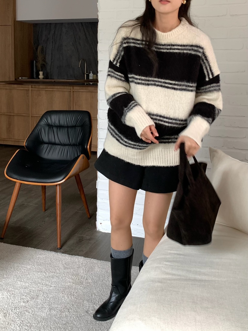 BLEECKER韓國代購㊣女士新款人氣時尚25秋冬休閑推薦針織衫BLEECKER針織衫