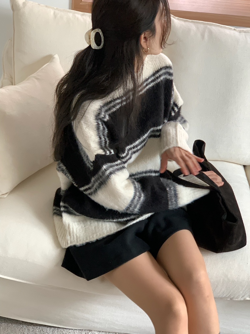 BLEECKER韓國代購㊣女士新款人氣時尚25秋冬休閑推薦針織衫BLEECKER針織衫