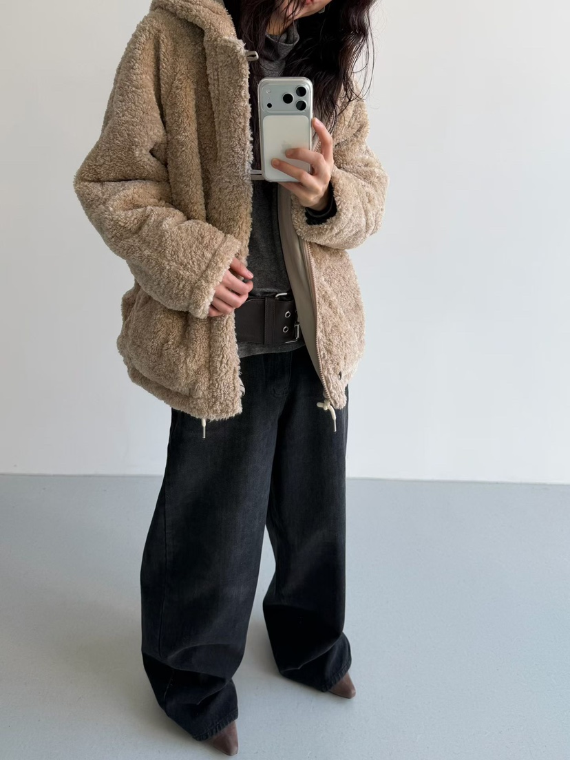 MINIMUZE韓國代購㊣女裝新款真品休閑職業推薦短款大衣連帽衫MINIMUZE短款大衣