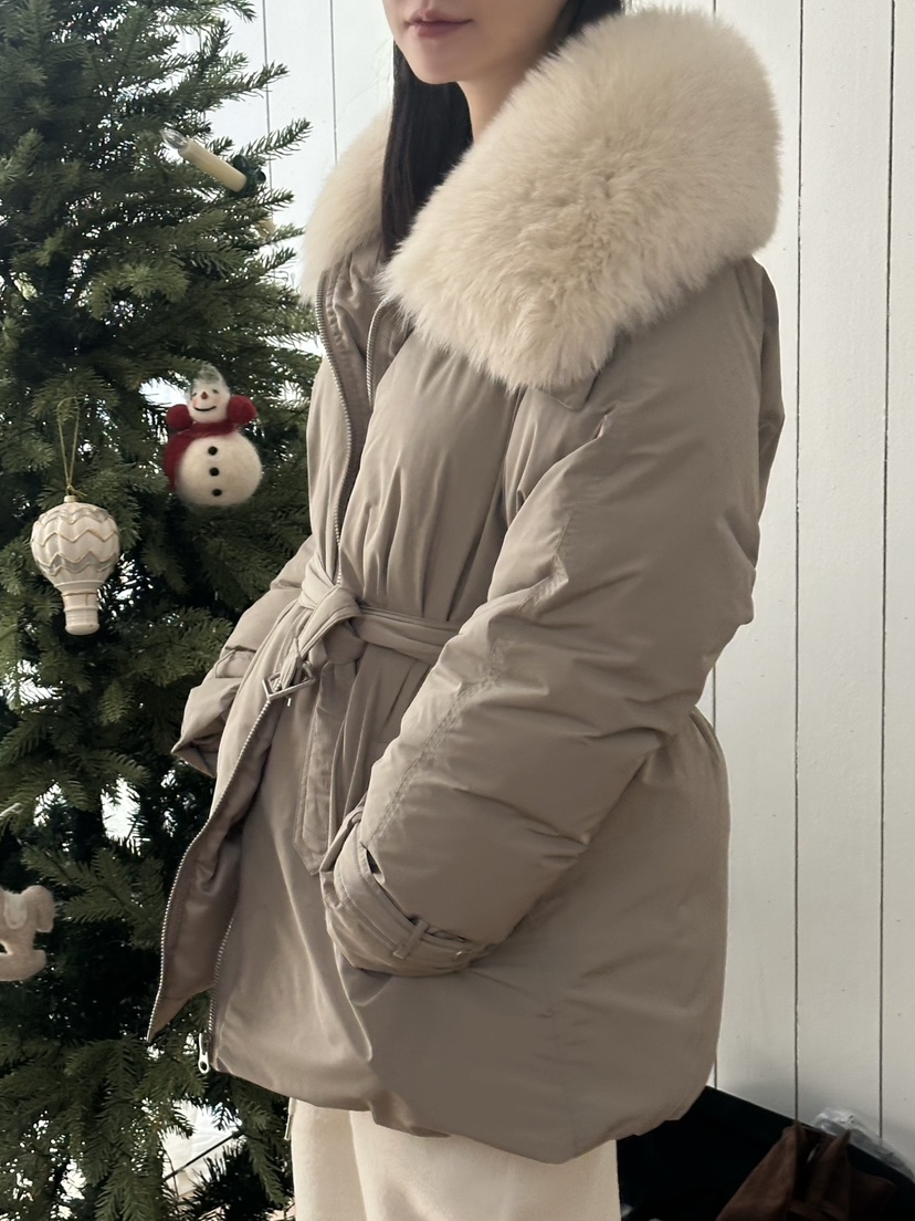 LE VASE韓國直郵㊣女士新品真品25秋冬短款棉服含腰帶狐貍LE VASE短款棉服