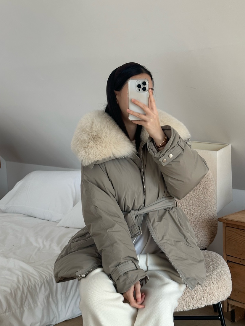 LE VASE韓國直郵㊣女士新品真品25秋冬短款棉服含腰帶狐貍LE VASE短款棉服