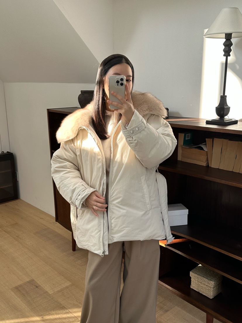 LE VASE韓國直郵㊣女士新品真品25秋冬短款棉服含腰帶狐貍LE VASE短款棉服