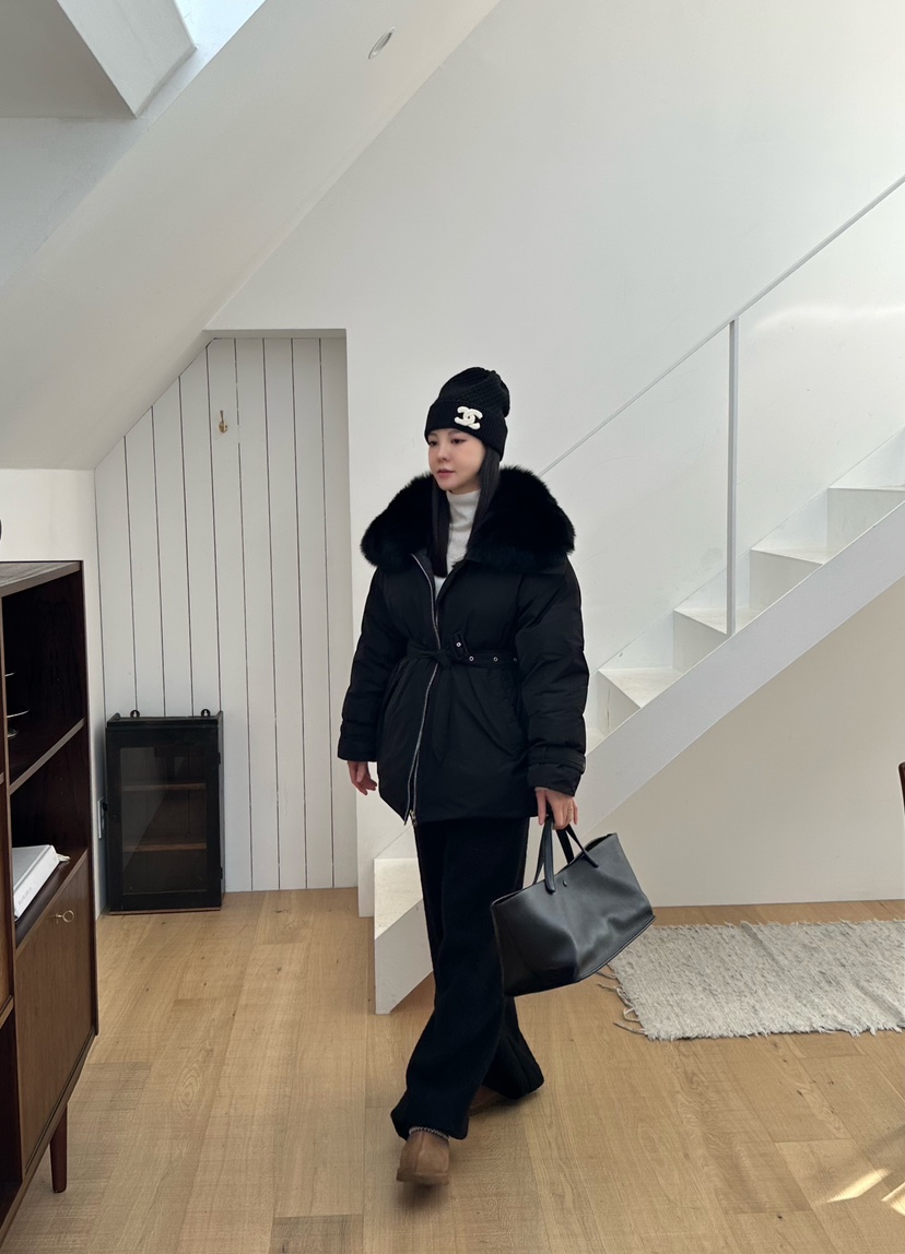 LE VASE韓國直郵㊣女士新品真品25秋冬短款棉服含腰帶狐貍LE VASE短款棉服