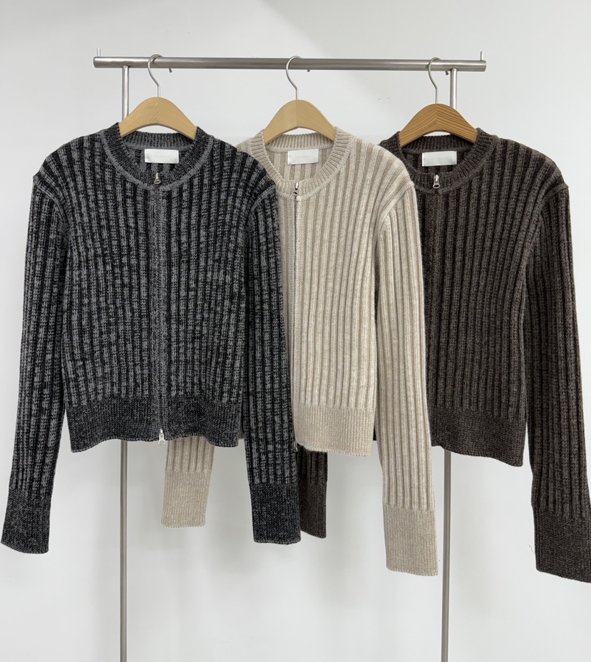 YIKHO STYLE東大門㊣代購女裝新款推薦休閑時尚針織衫拉鏈YIKHO STYLE針織衫