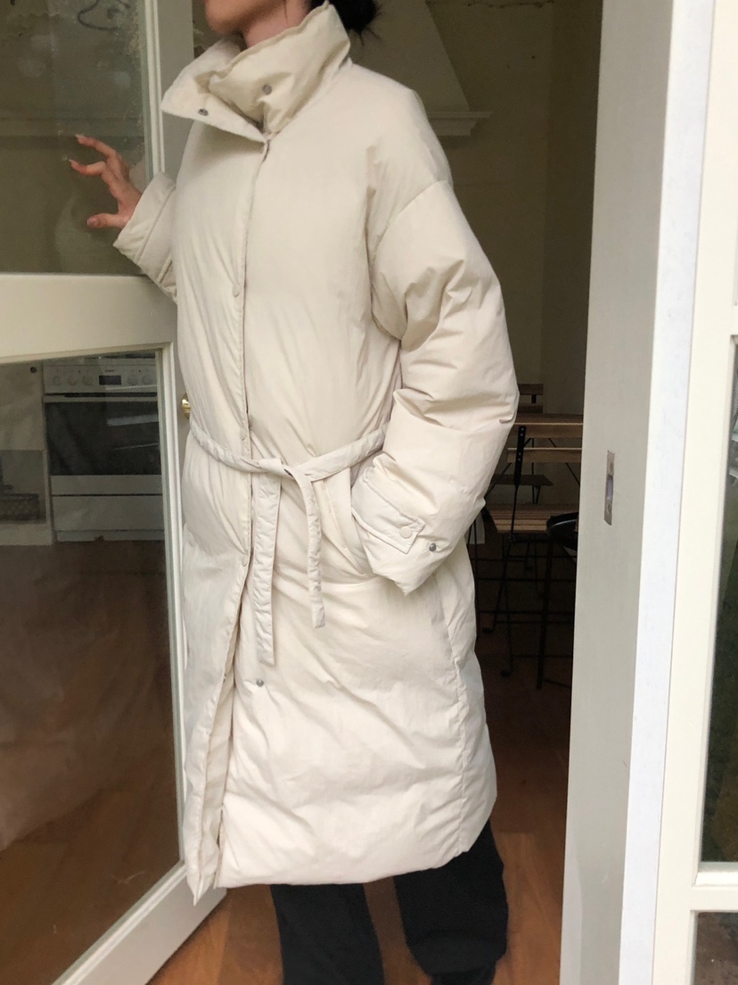 THE EYL韓國代購㊣女士新款推薦時尚職業長款羽絨服含腰帶THE EYL長款羽絨服