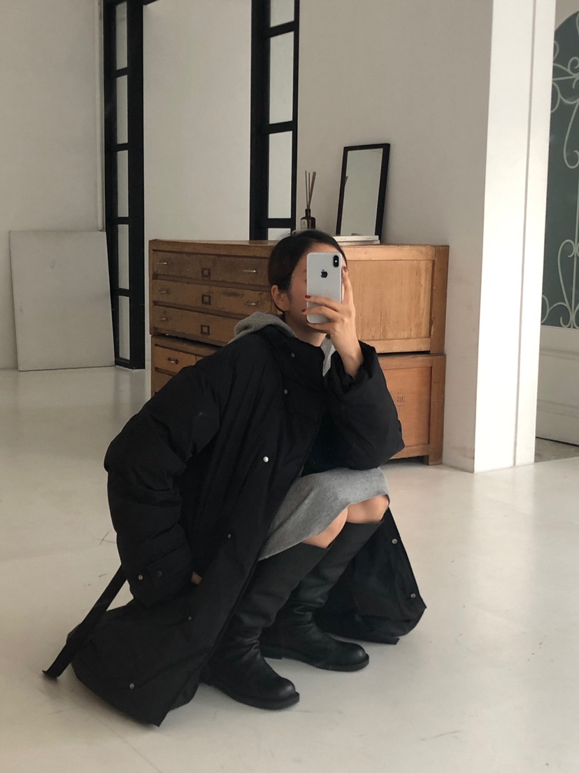 THE EYL韓國代購㊣女士新款推薦時尚職業長款羽絨服含腰帶THE EYL長款羽絨服